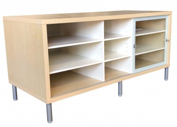 IKEA MAGIKER TV Bank Birkenachbildung weiß Glastür 100.334.63