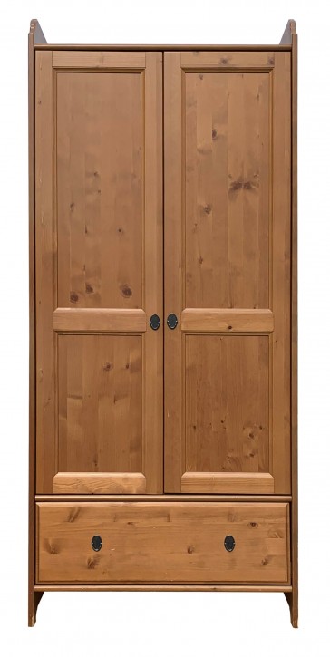 IKEA LEKSVIK Kleiderschrank massive Kiefer Antikbeize 184x80x50cm 201.086.36